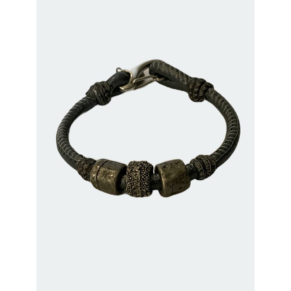 Lizzy James Leather Cord Pewter Bracelet